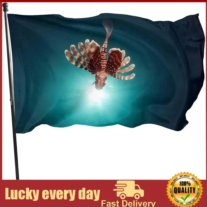 

Flags Polyester Light Flag with Vivid Color with Two Metal Grommets Durable Colorfast Banner Vertical-fish for Indoor Outdoor
