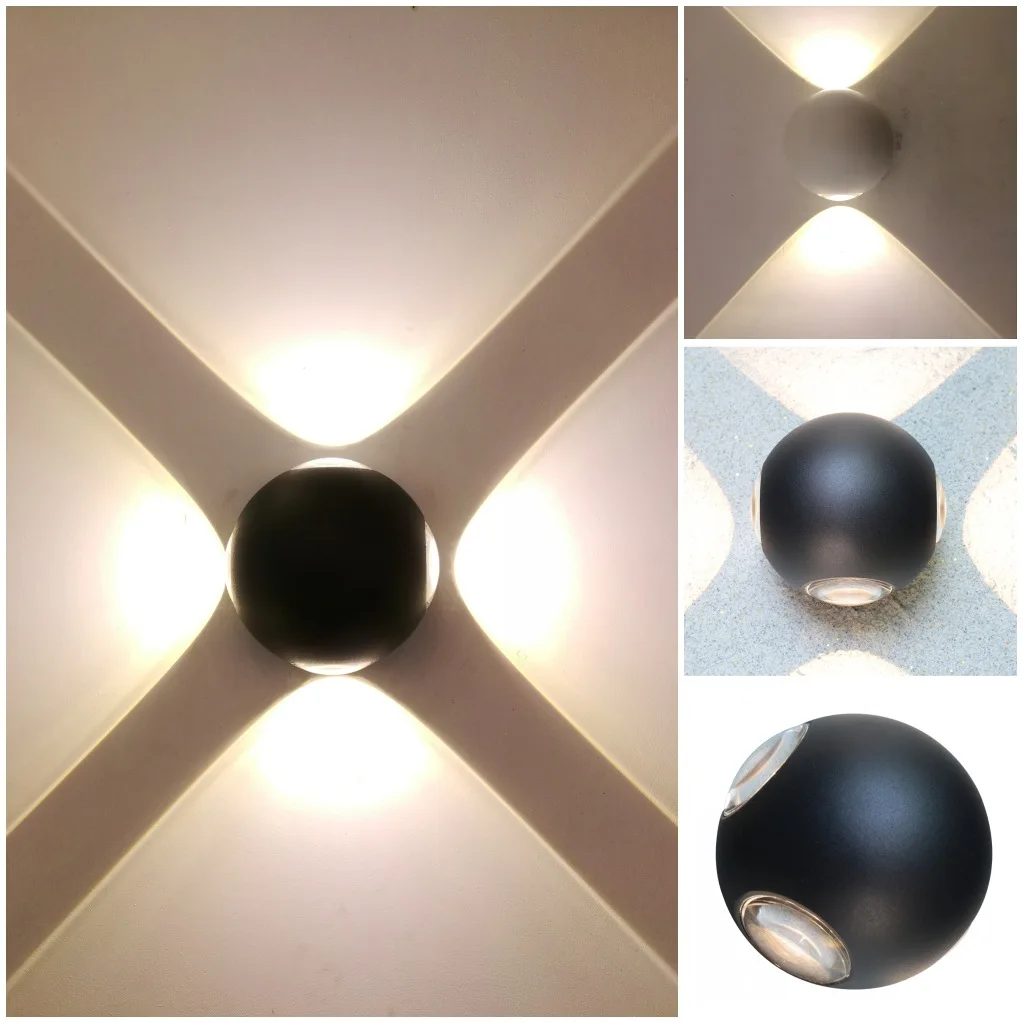 

Outdoor waterproof aluminum wall lamp with four sides emitting living room hallway light circular LED wall lamp decorative light