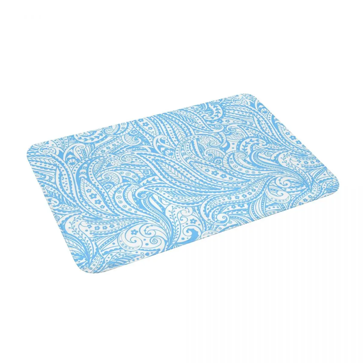 

Beautiful Blue Paisley 24" X 16" Non Slip Absorbent Memory Foam Bath Mat for Home Decor/Kitchen/Entry/Indoor/Outdoor/Living Room