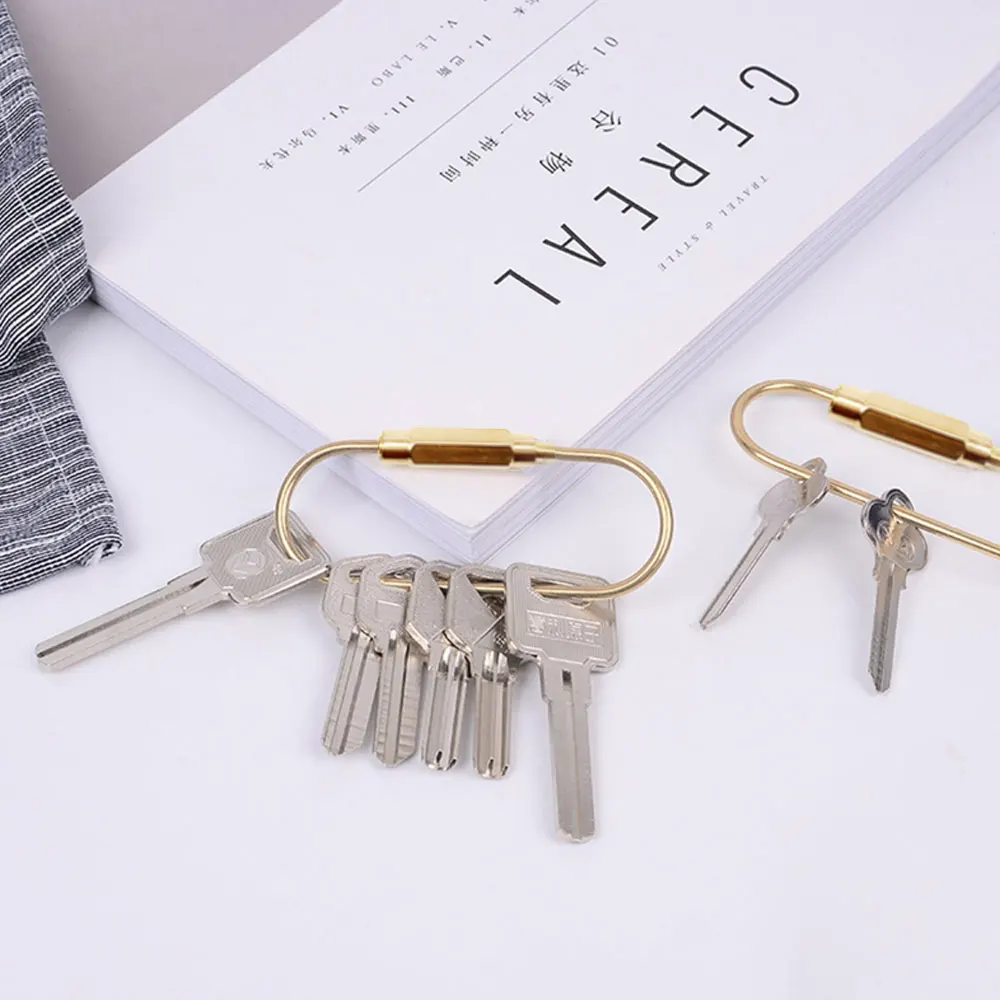 

Латунный брелок с Замком D, брелок золотого цвета для кемпинга, аксессуары для кемпинга