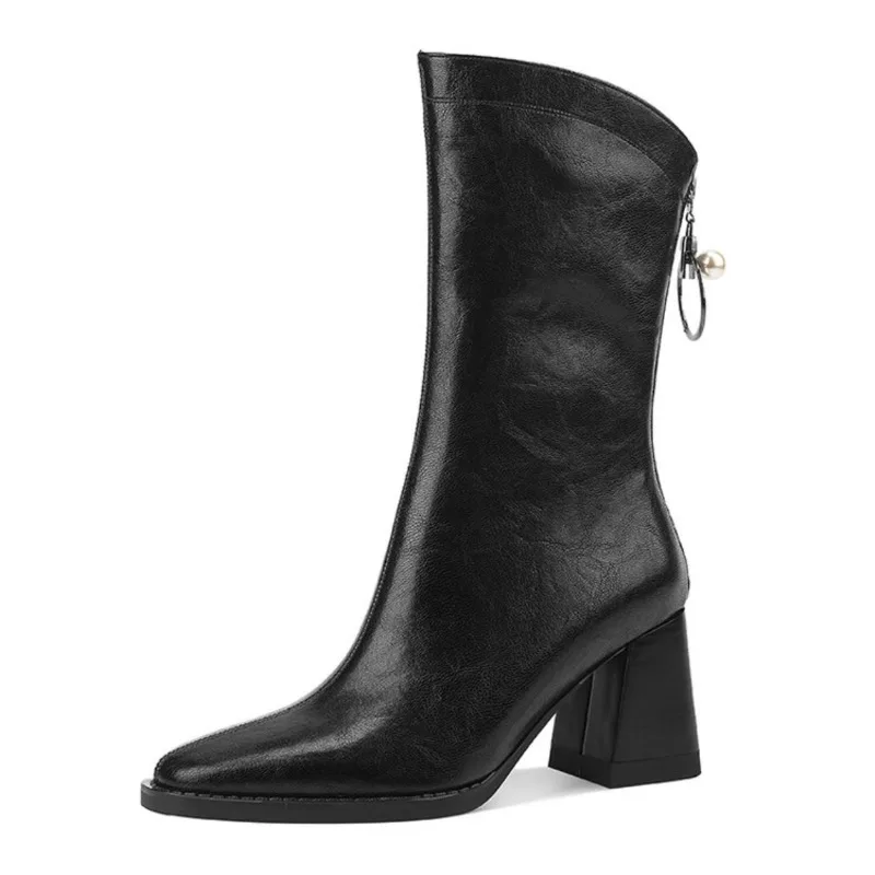 Женская обувь 2024 высококачественные женские сапоги до середины икры модная