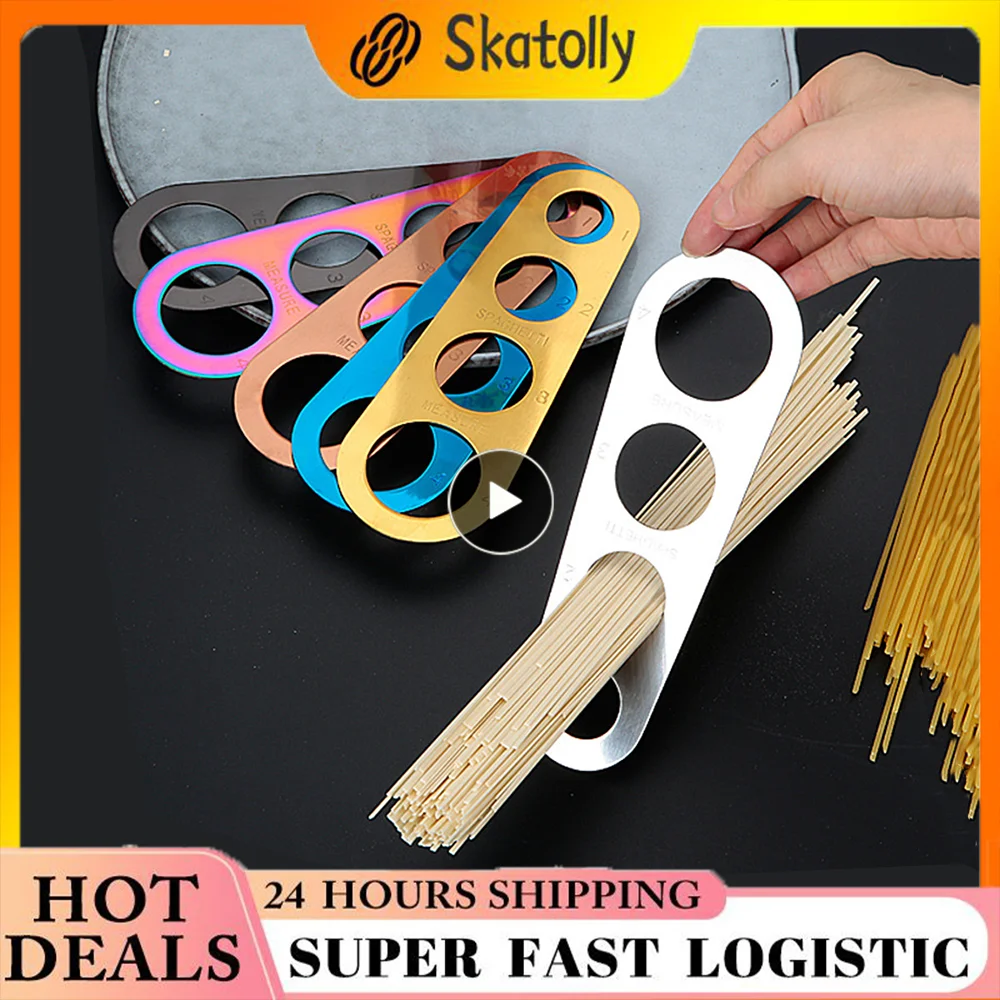 Kitchen Stainless Steel Pasta Noodle Measure Kitchen Accessories 4 Holes Spaghetti Measurer Tools 5 Colors Spaghetti Measures