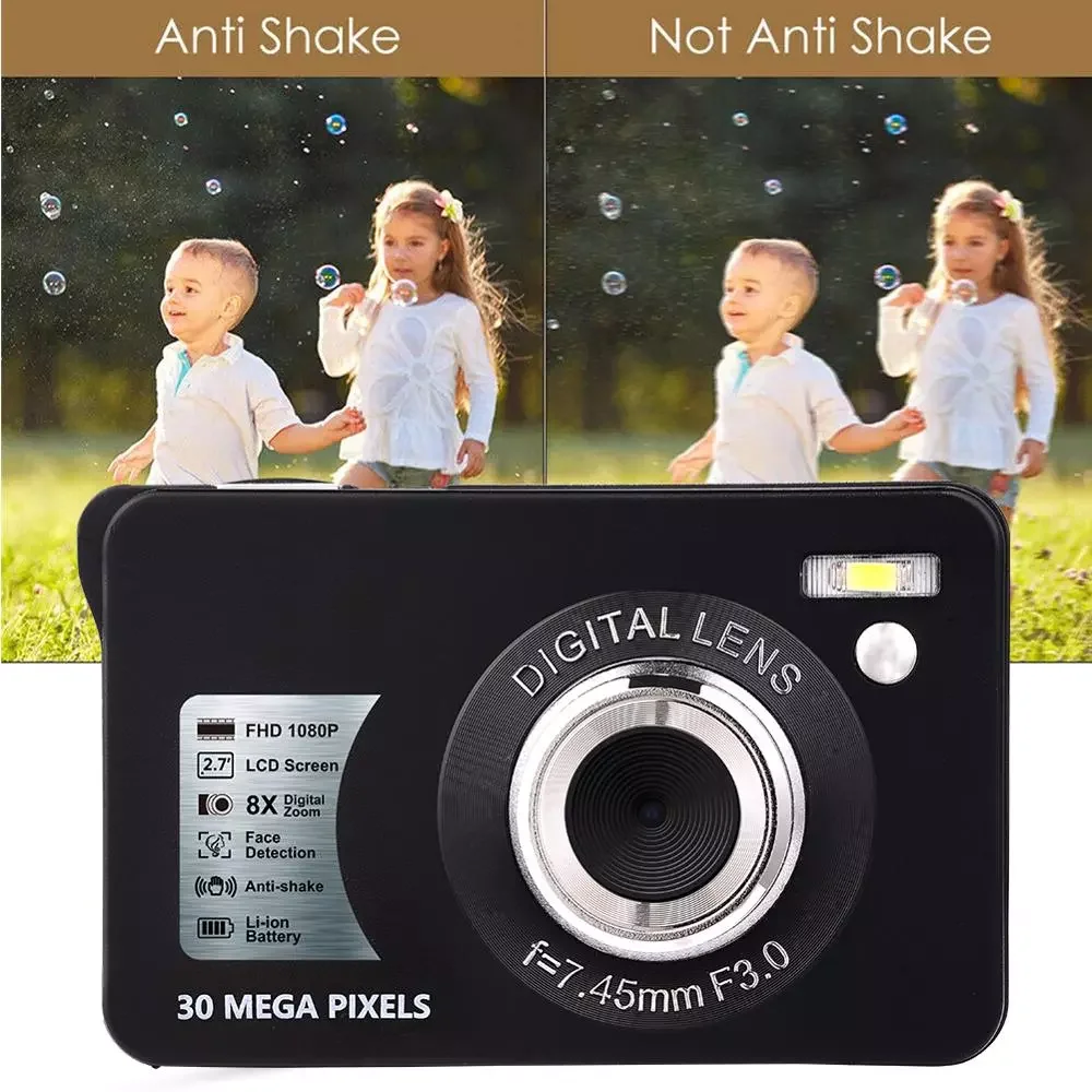 

Full HD Mini Digital Camera 30Mp 2.7 Inch LCD Display 8x Digital Zooms Video Camcorder Anti-Shake Photo Camera for Kids Gift