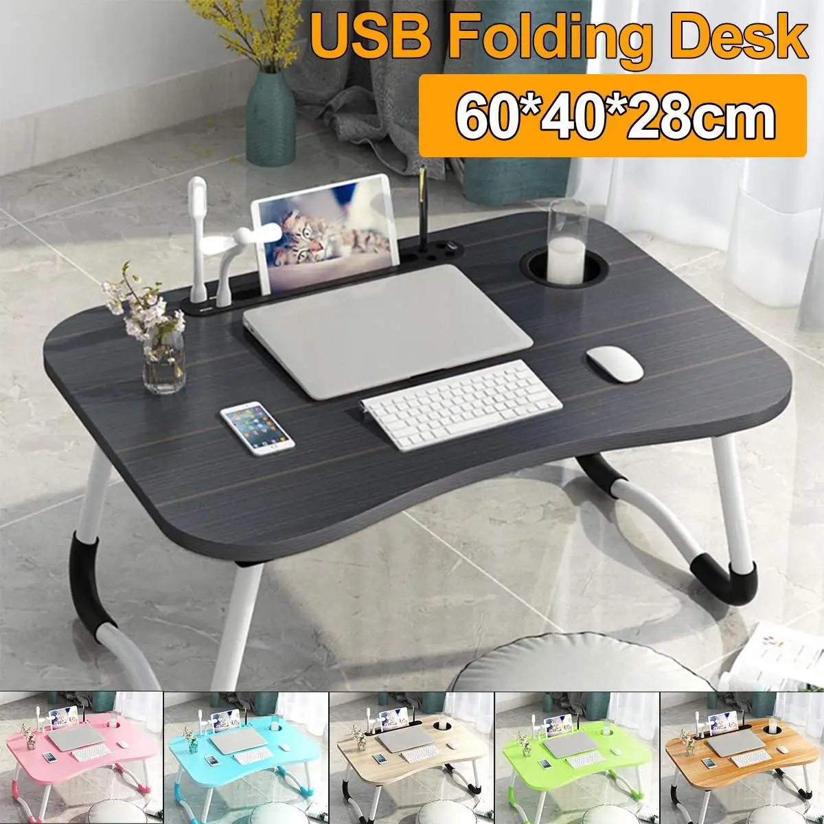

Portable Folding Laptop Stand Holder Study Table Desk Wooden Foldable Computer Desk for Sofa Tea Serving Bed Top Tray Table