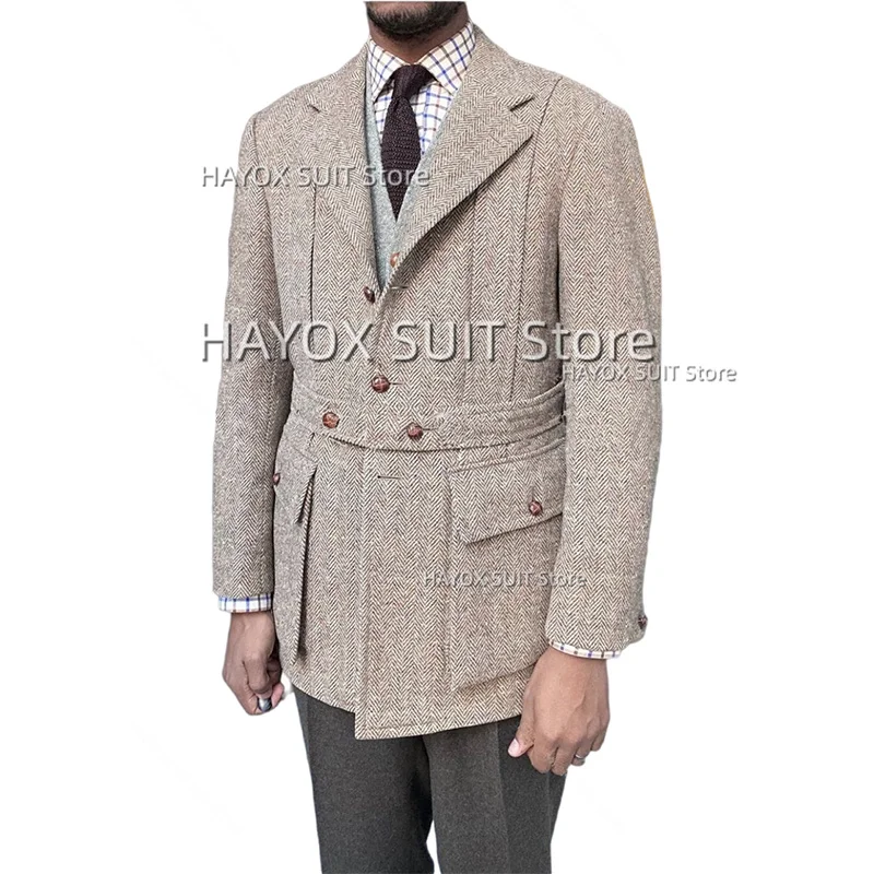 2022 Men's Suit Tuxedo Herringbone Single-Breasted Lapel Jacket Autumn And Winter Fashion New Men Blazer