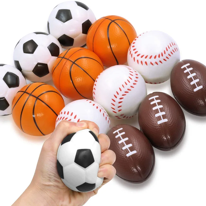 

New 63mm Squeeze Stress Ball Relief Toys For Kids Adults Soft Foam Sponge Football Basketball Soccer Anti Stress Ball Fidget Toy