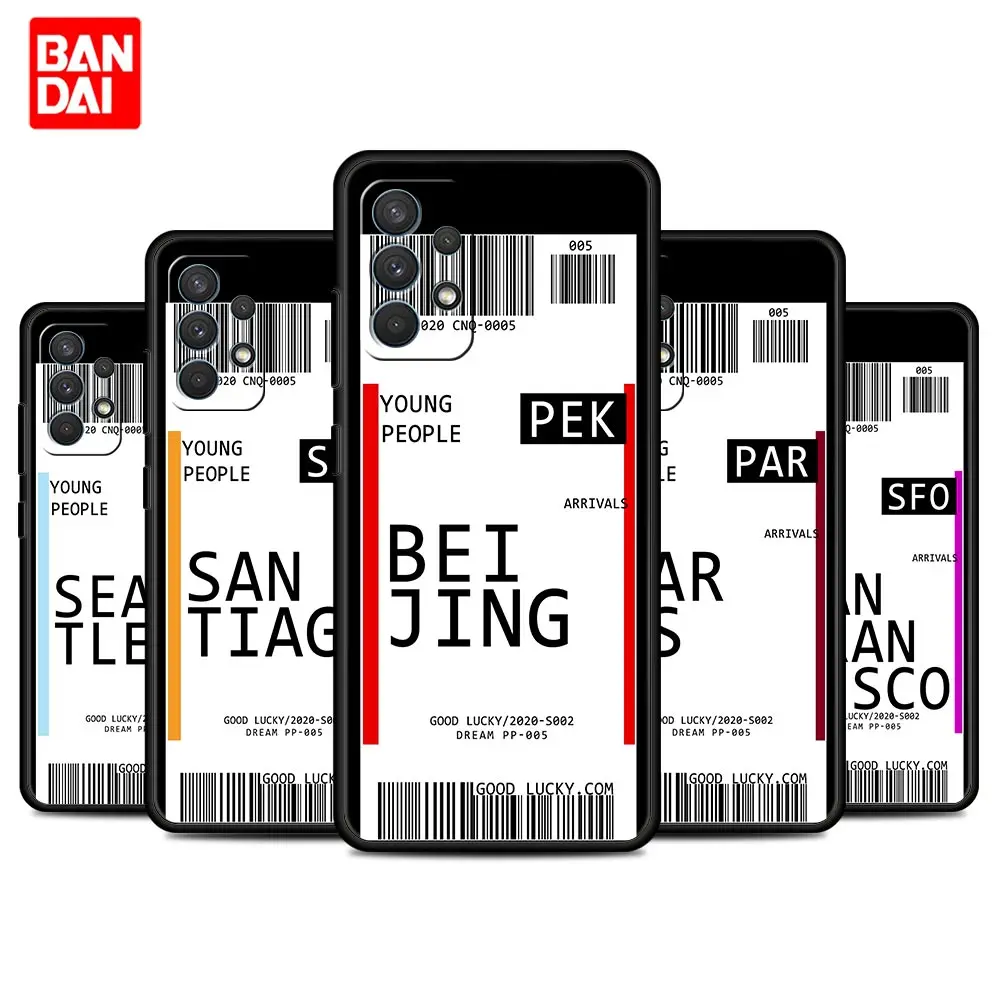 

Air Fly Ticket Paris Beijing Case for Samsung Galaxy A12 A52 S20 FE A51 A32 A21s S21 A50 A71 A02s A31 Plus Ultra Cover Silicone