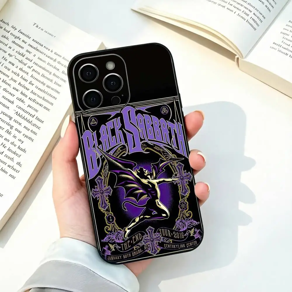 Фото Черный чехол для телефона с изображением группы Black S-Sabbath (хэви-метал) для iPhone 17, 16, 15, 14, 13, 12, 11 Plus, Pro Max и других моделей, мягкий черный чехол №2