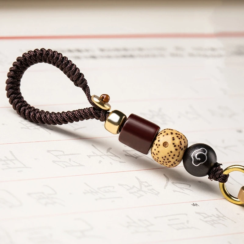 

Bell Key Chain Pendant Engraved Buddhist Scripture Woven Rope Lanyards Hanging