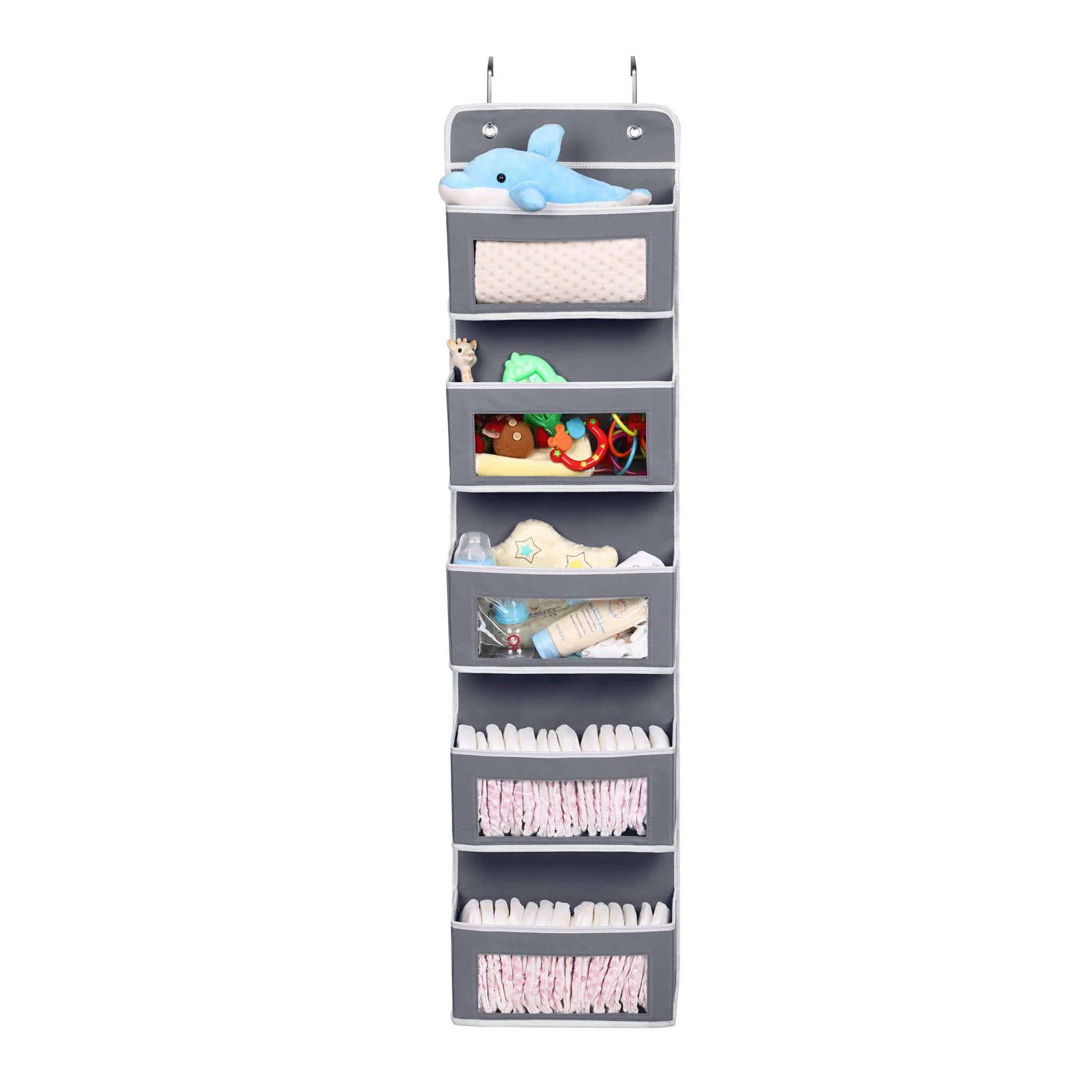 

Non-woven Fabric 5 Pockets Cosmetics Closet Clear Window With 2pcs Hooks Space Saving Hanging Over Door Organizer Home Storage
