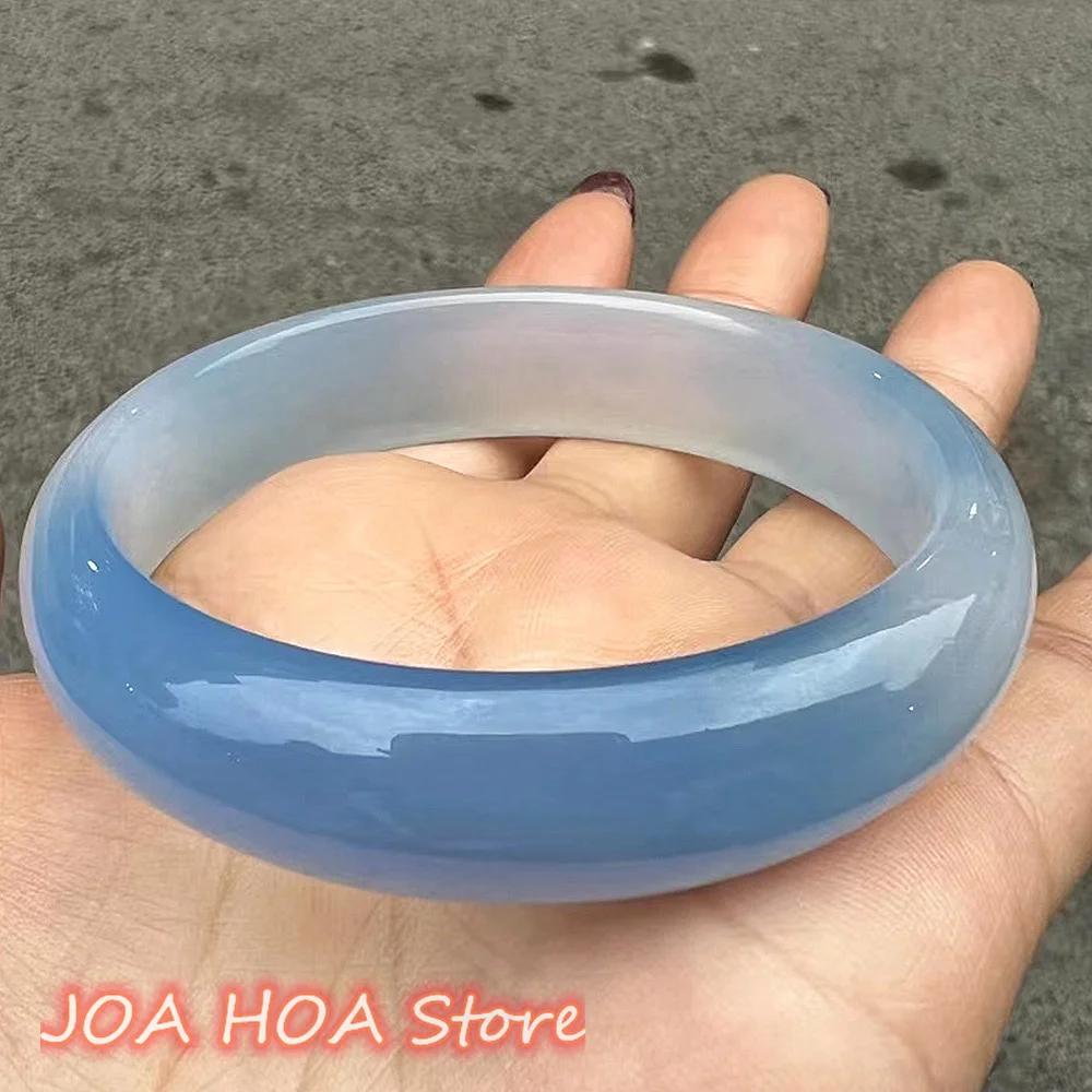 

Rare Natural Blue Original Ecological Texture Exquisite Jade Bangle Chalcedony Agate Bracelet Stylish Jadeite HANDERING Jewelry