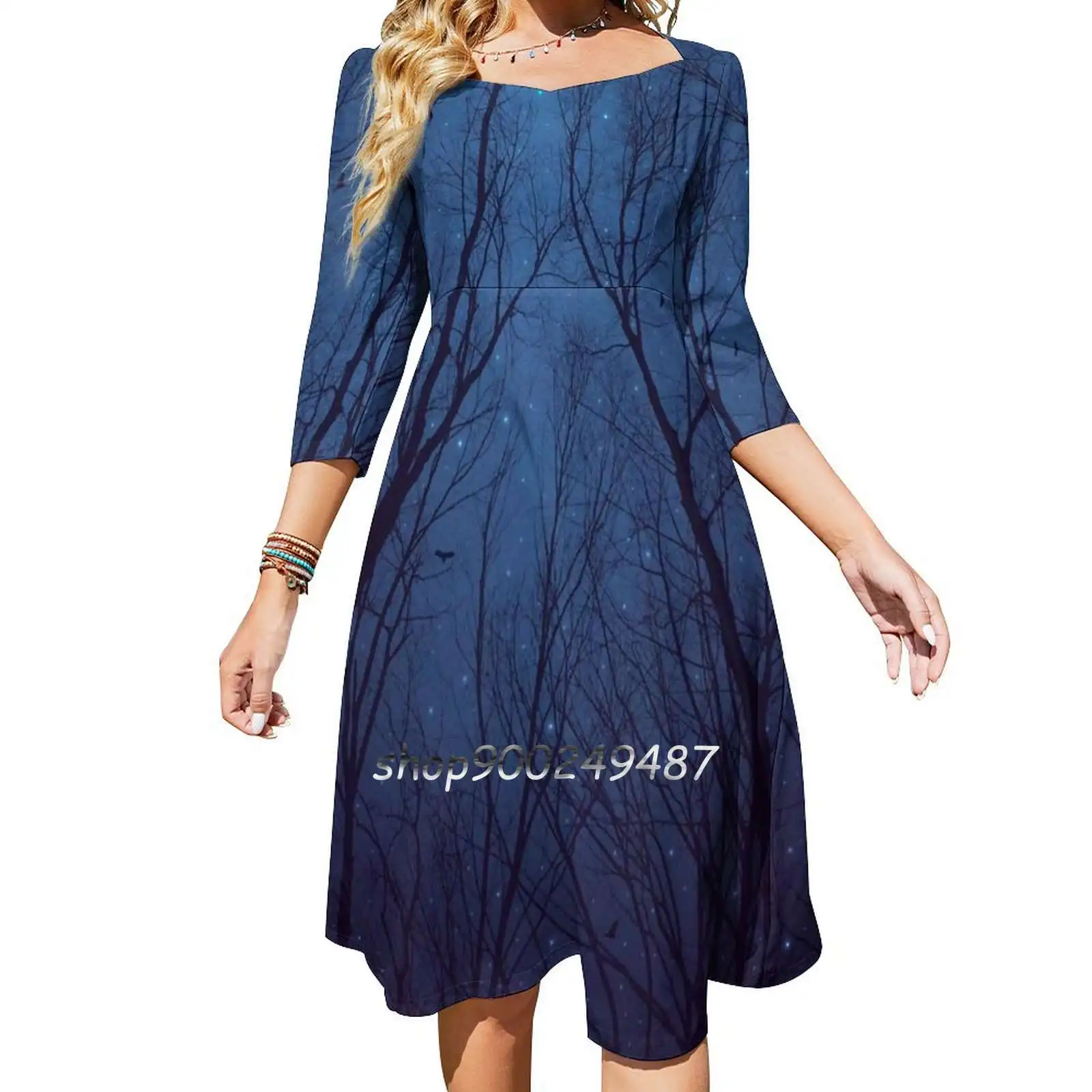 I Have Loved The Stars Too Fondly Long Sleeve Sexy Dresses For Women 2022 Ladies Vintage Elegant Party Dress Night Nebula