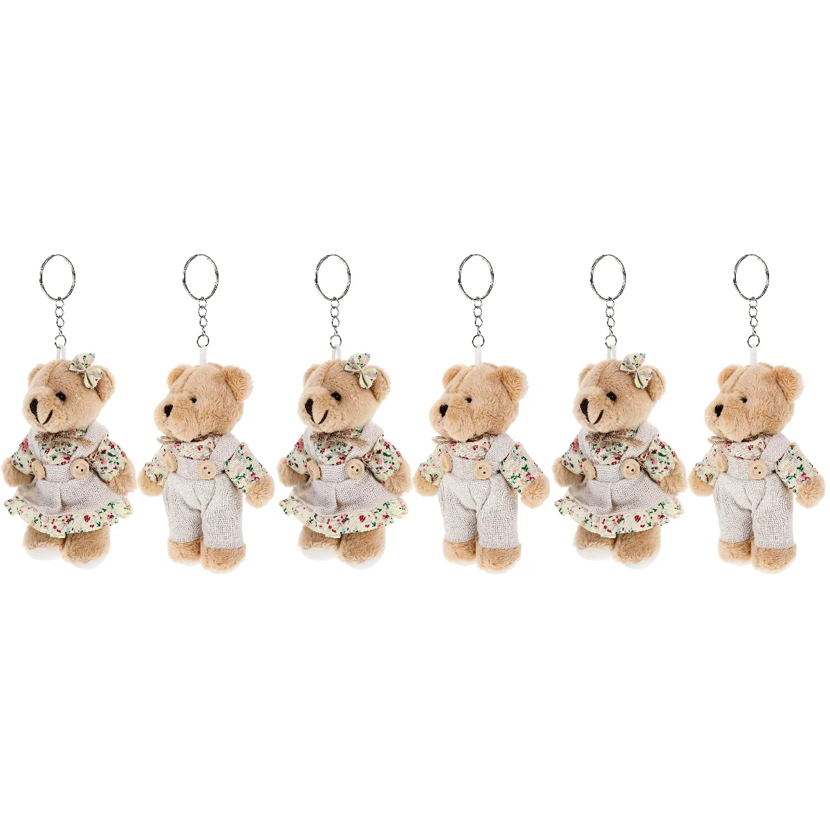 

6 pcs Bear Key Chain Stuffed Animal Keychain Backpack Key Pendant Key Ring