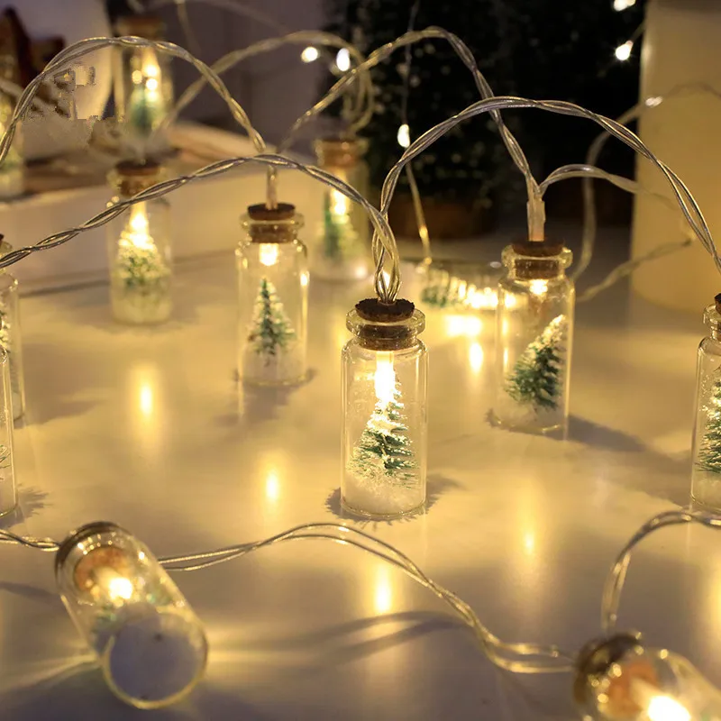 

1.8M 3M Christmas Tree String Lights LED Glass Wishing Bottle Drift Bottle Light Decorations for Home Navidad Battery Case Xmas