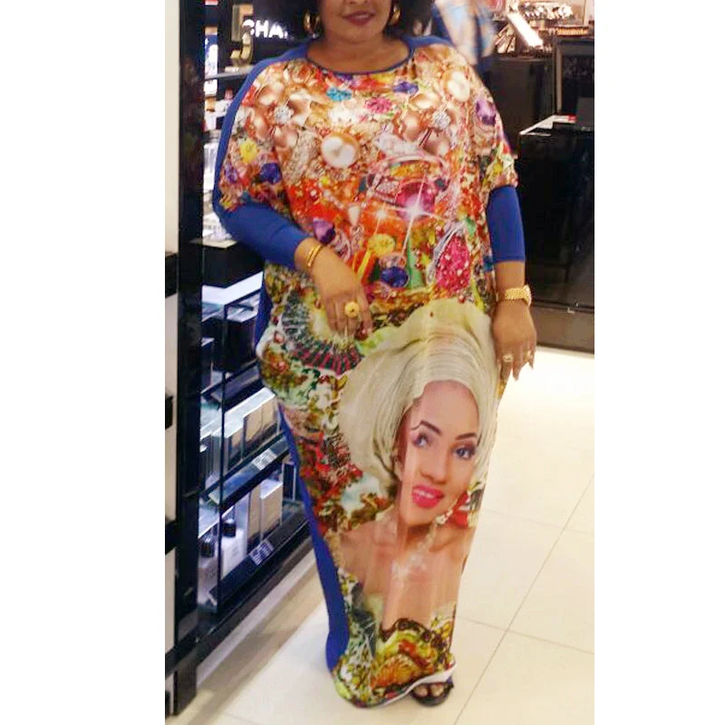 2024 Африканское Платье Макси Дашики Женское Суперэластичное С Ромбовидным