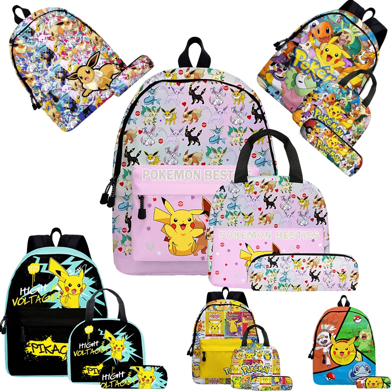 Pokemon School Bags Backpacks Pikachu Kids Bags Big Capacity Travel Bag Teenagers Schoolbag Girls Boys Rucksacks childrens Gifts