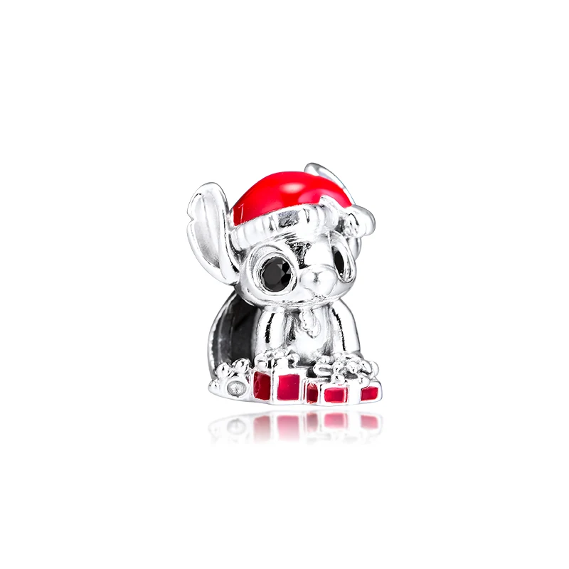 

Christmas Stitch Charm Red Enamel 925 Silver Jewelry For Snake Chain Bracelets Accessories For Women Free Shipping Items Luxury