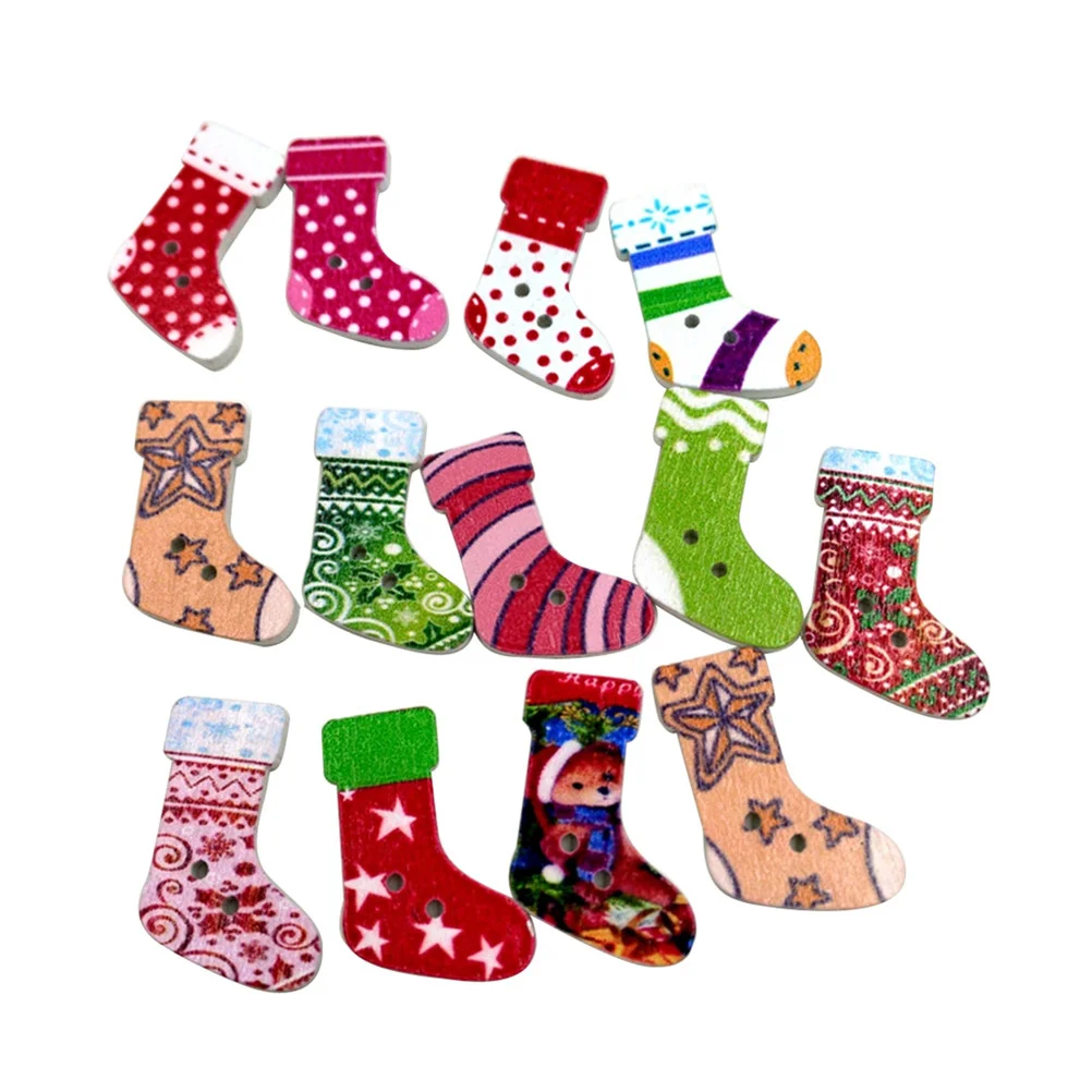 

Buttons Christmas Crafts Button Woodensewing Xmas Wood Diy Scrapbooking Embellishments Holiday Stocking Craft Holes Decorative