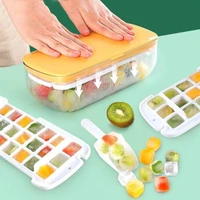 press type ice cube maker silicone ice tray making mold creative storage box lid trays bar kitchen