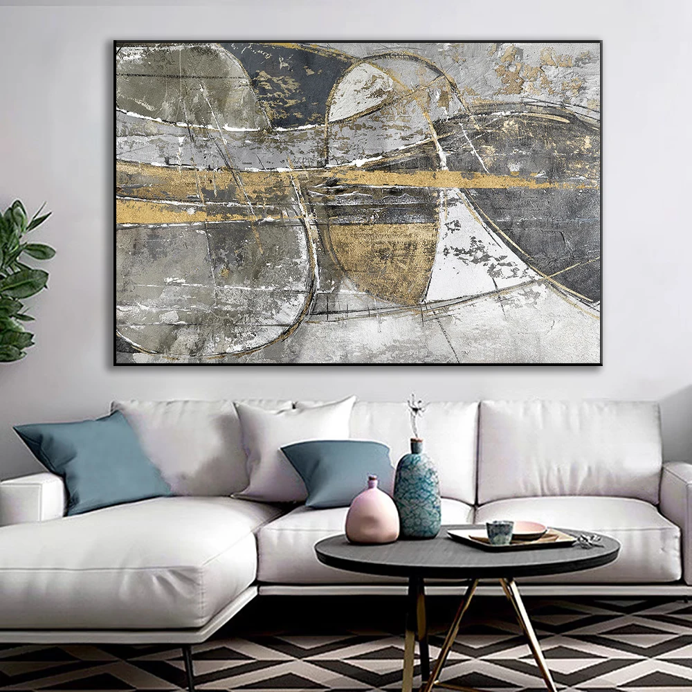 Картины маслом большого размера, холст, абстрактный городской пейзаж, картины, современная Жилая Настенная картина для декора комнаты