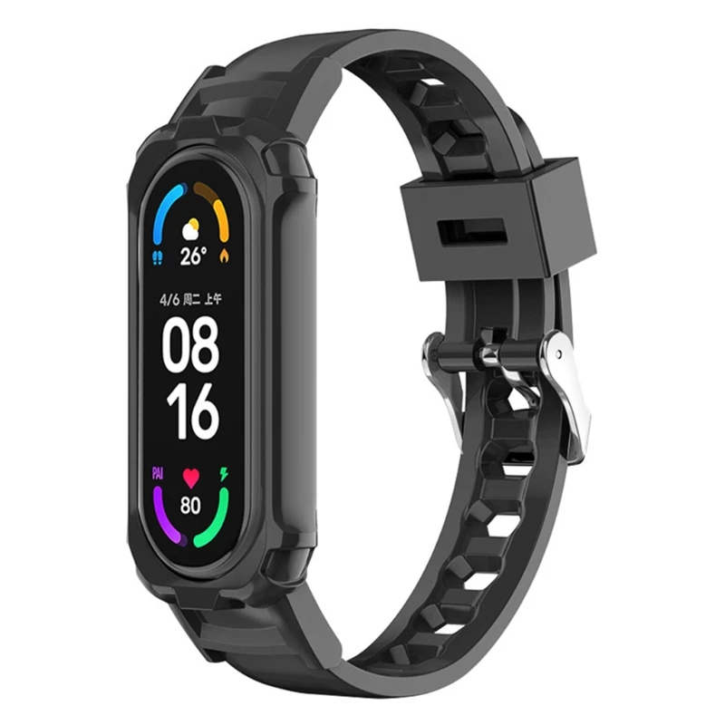 

Совместим с умными часами Mi Band 6 5 4 3, устойчивый к царапинам прочный регулируемый спортивный браслет из ТПУ с защитой от пота