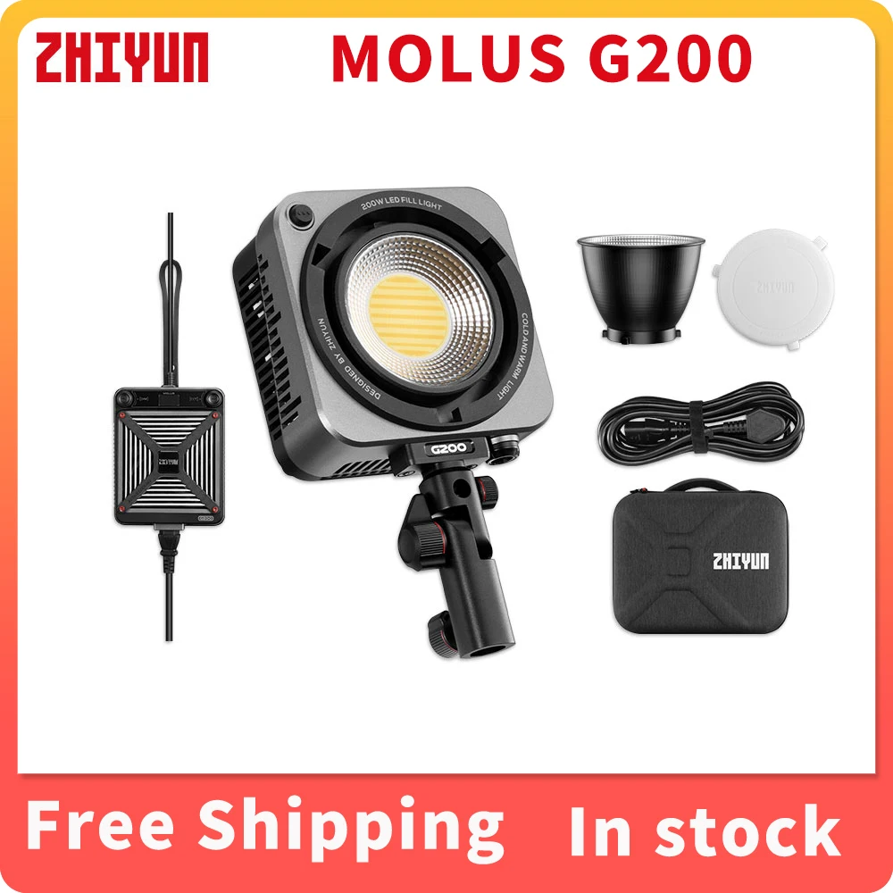 

ZHIYUN MOLUS G200 200W COB LED Light Seamless CCT DMI Photography Lighting For Photos Studio Outdoor Shooting