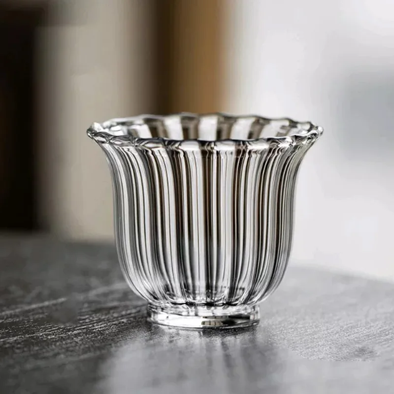 

Japanese Style Ripple Teacups Black Tea Cup Small Volume Master Cup 100ml 1 Pc Sake Glass Heat Resistance