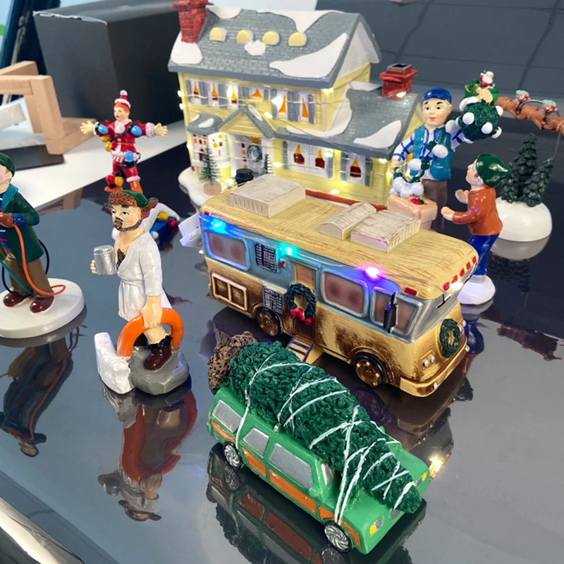 Яркое освещение здание Рождественский Санта-Клаус Автомобильный дом деревня