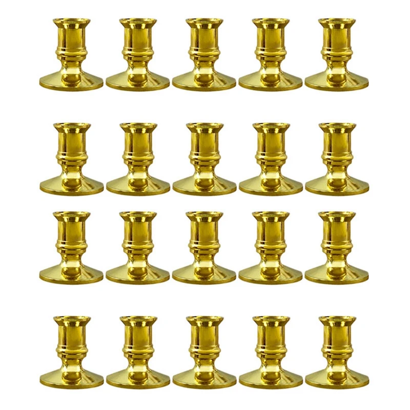 

20X Gold Pillar Candle Base Taper Candle Holder Candlestick Christmas Party Decor