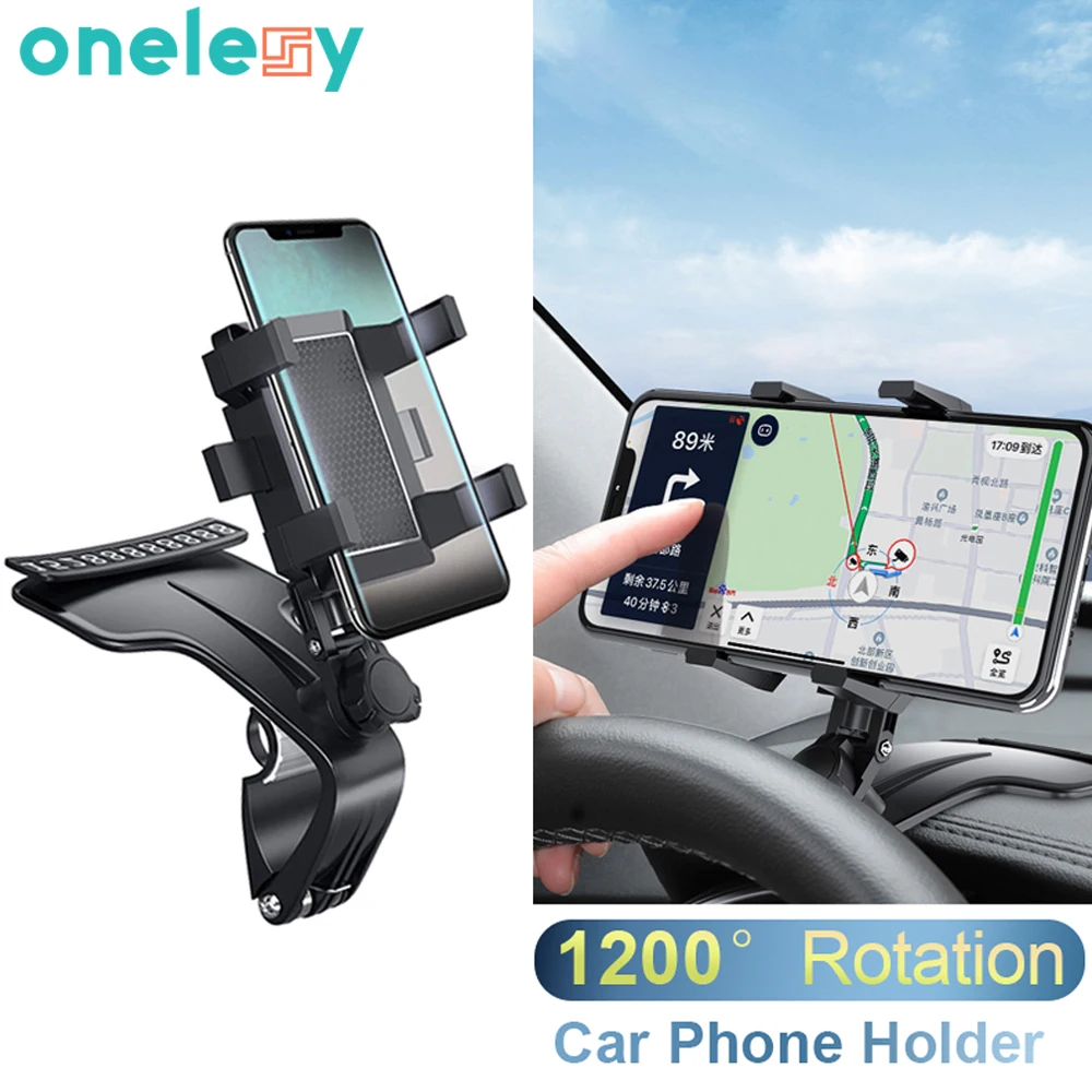 

Onelesy Rotation Phone Holder Universal Clip Car Phone Holder Adjustable Multi-angles Mobile Phone Holder in Car GPS Mount Stand
