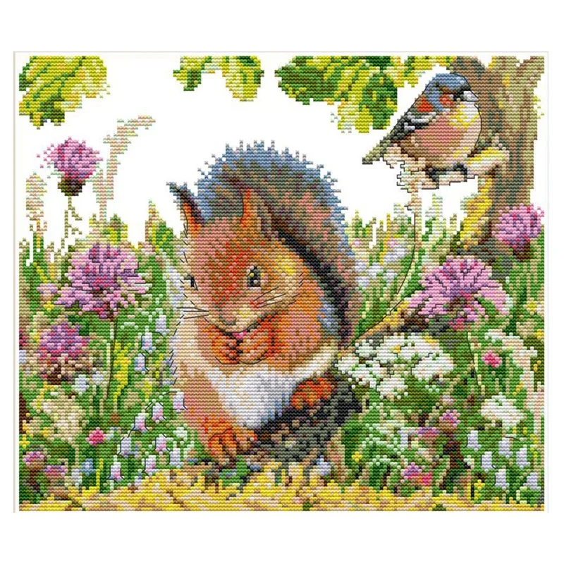 

Набор для вышивки «белка и птица» DMC 14Ct