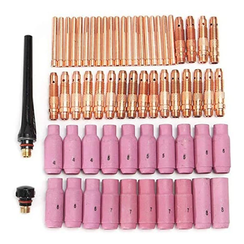 

62Pcs Tig Welding Torch Ceramic Copper Nozzle Cup For Welding Machine WP-26/17/18 Kit