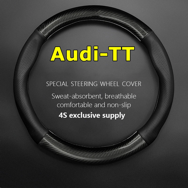 

Fiber Leather For Audi TT Steering Wheel Cover Genuine Leather Carbon Fiber Fit 2.0 TFSI 2010 Coupe Quattro 2011 Roadster 2012
