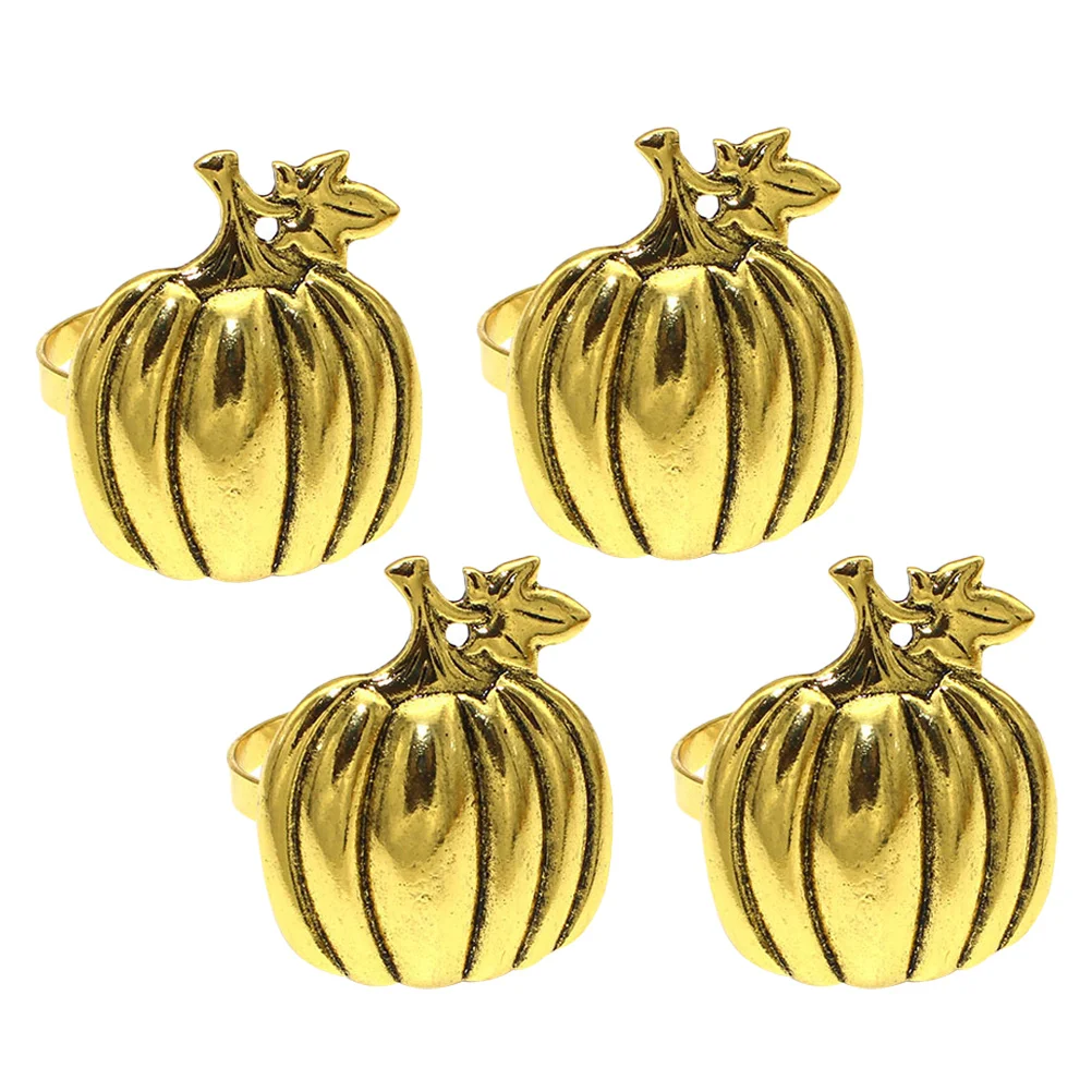 

4pcs Napkin Buckle Pumpkin Napkin Ring Thanksgiving Party Napkin Clasp Accessory