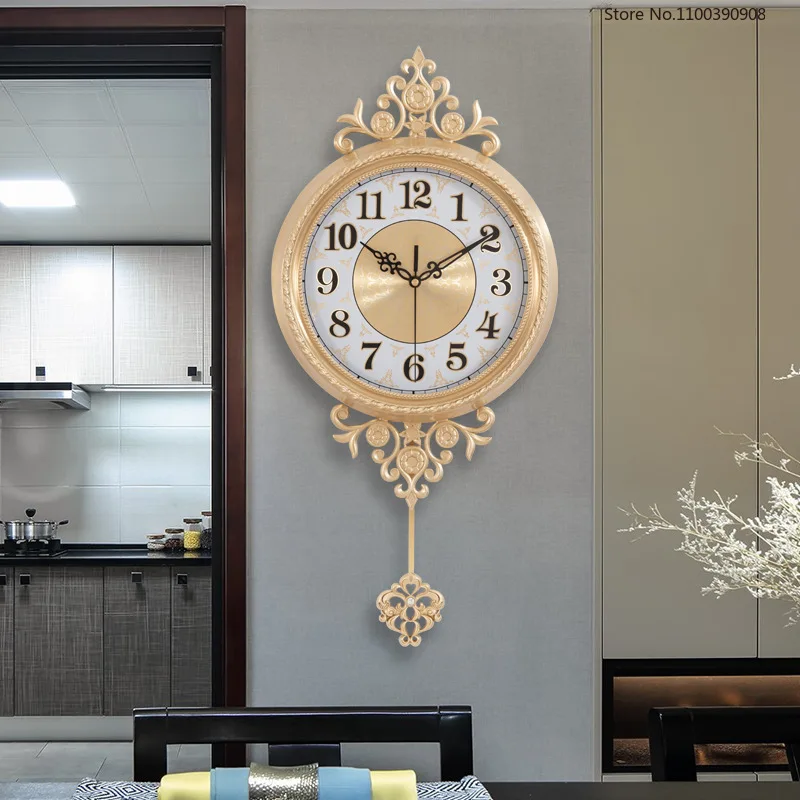 Медные Настенные часы в европейском стиле с маятником современный светильник