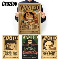 42x28 5cm vintage paper one piece stickers for home wall decoration anime posters action figure luffy wanted posters gifts toys