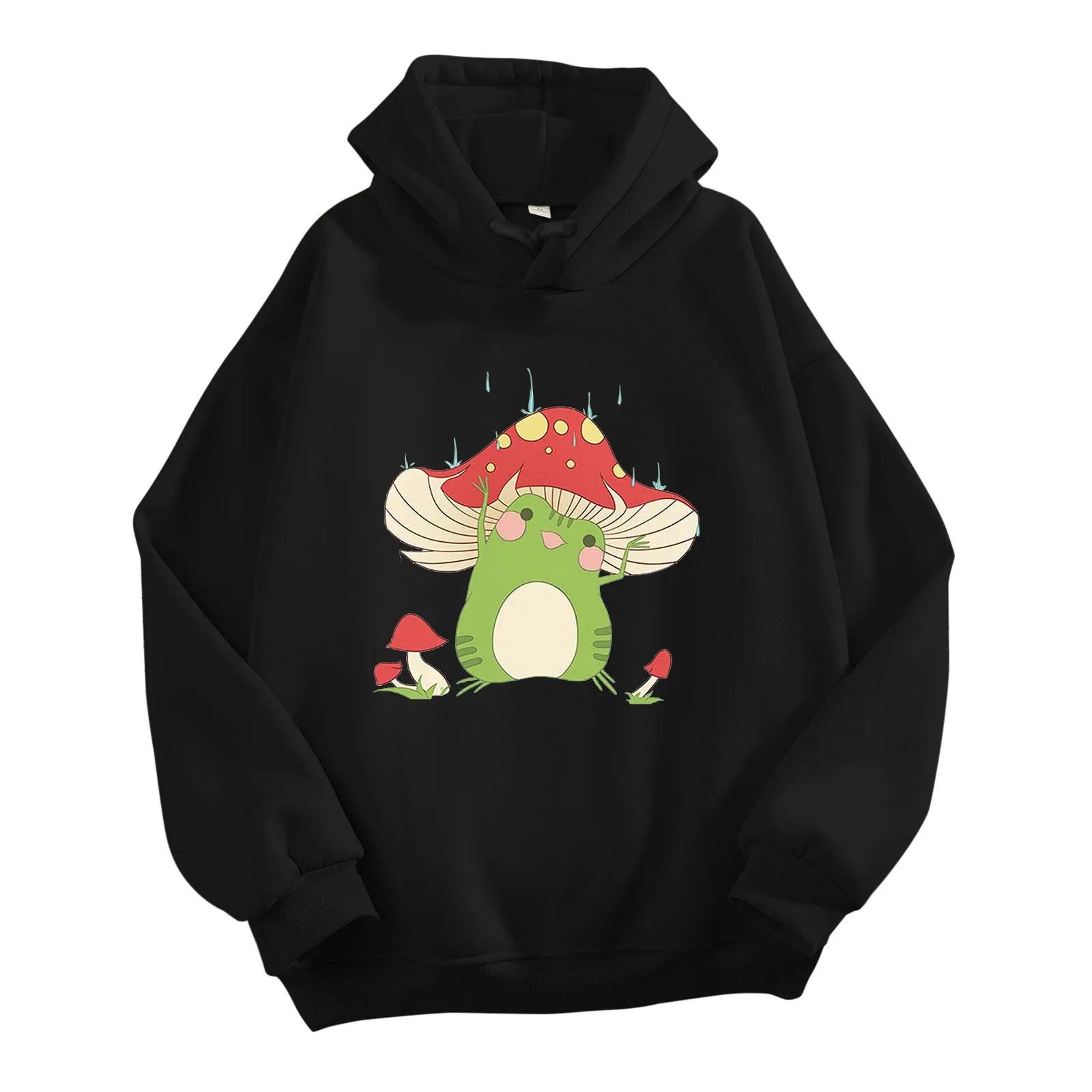 

Костюм для йоги, женская модная повседневная толстовка с капюшоном, толстовка с принтом милой лягушки, свитшот на шнуровке с длинным рукаво...