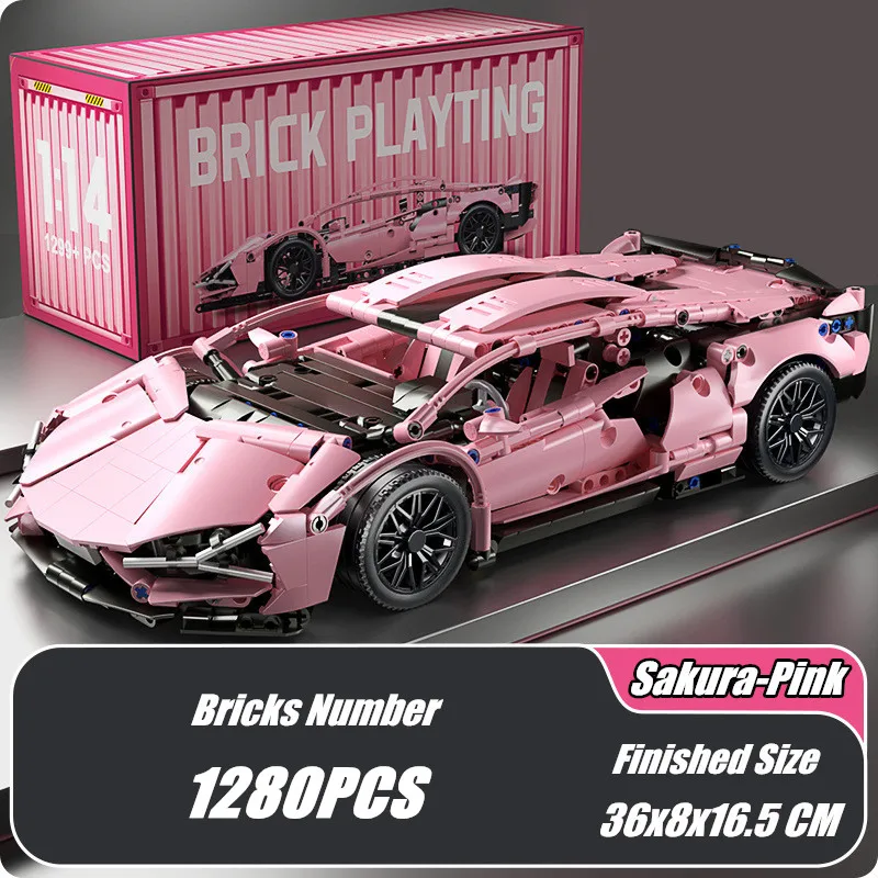 

Sakura Pink Cyberpunks Lamborghinis Hypercar Racing Sports Car Vehicle Sian Fkp37 Model Building Blocks Bricks Toys Gift Kid
