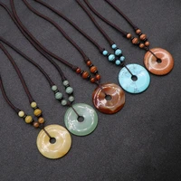 natural crystal agate lucky pendant chinese safety buckle necklace sweater chain hand carved exquisite charm