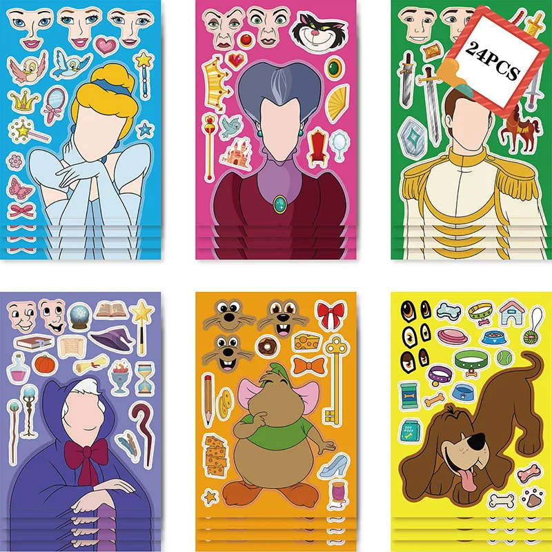 

Мультяшный пазл, наклейки, Переводные картинки, забавные игрушки Make-a-Face, подарки, принцесса, дети, дети, скрапбукинг, канцелярские принадлежности