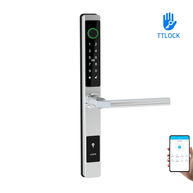 

TTLock APP водонепроницаемый отпечаток пальца пароль карта блокировки мостовой резки алюминиевый сплав для наружной используемой нажимной раздвижной двери