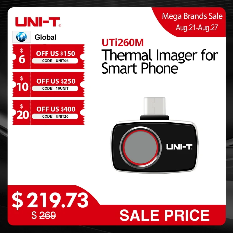 

UNI-T Thermal Imager For Mobile Phone UTI260M UTI256M 256x192 Pixel Thermal Imaging Camera Water Pipe Floor Heating Detection