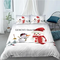 christmas comforter covers 3d white quilt cover set pillow sham full double single queen size 140200cm snowman bedding set