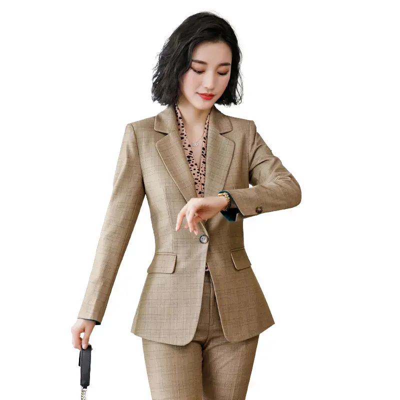 Formal Uniform Designs Pantsuits High Quality Fabric Women Business Suits with Pants and Jackets Coat for Ladies Office Blazers
