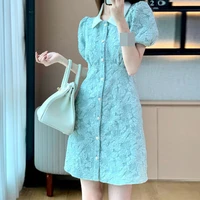 2022 new high end french puff sleeve polo collar dress womens design clothing women harajuku dress vintage