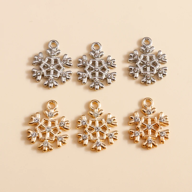 

10pcs Cute Alloy Enamel Christmas Snowflake Charms for Jewelry Making DIY Pendants Necklaces Earrings Keychains Crafts Supplies
