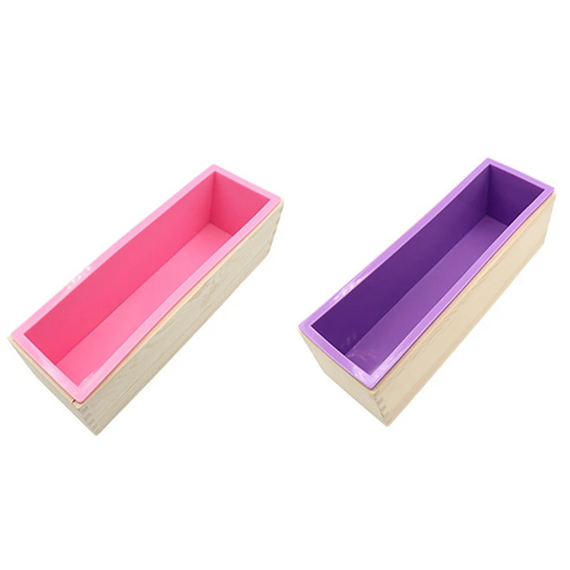 

2PCS Silicone Soap Bread Mold Wooden Box With Wooden Lid For Homemade Soap Products
