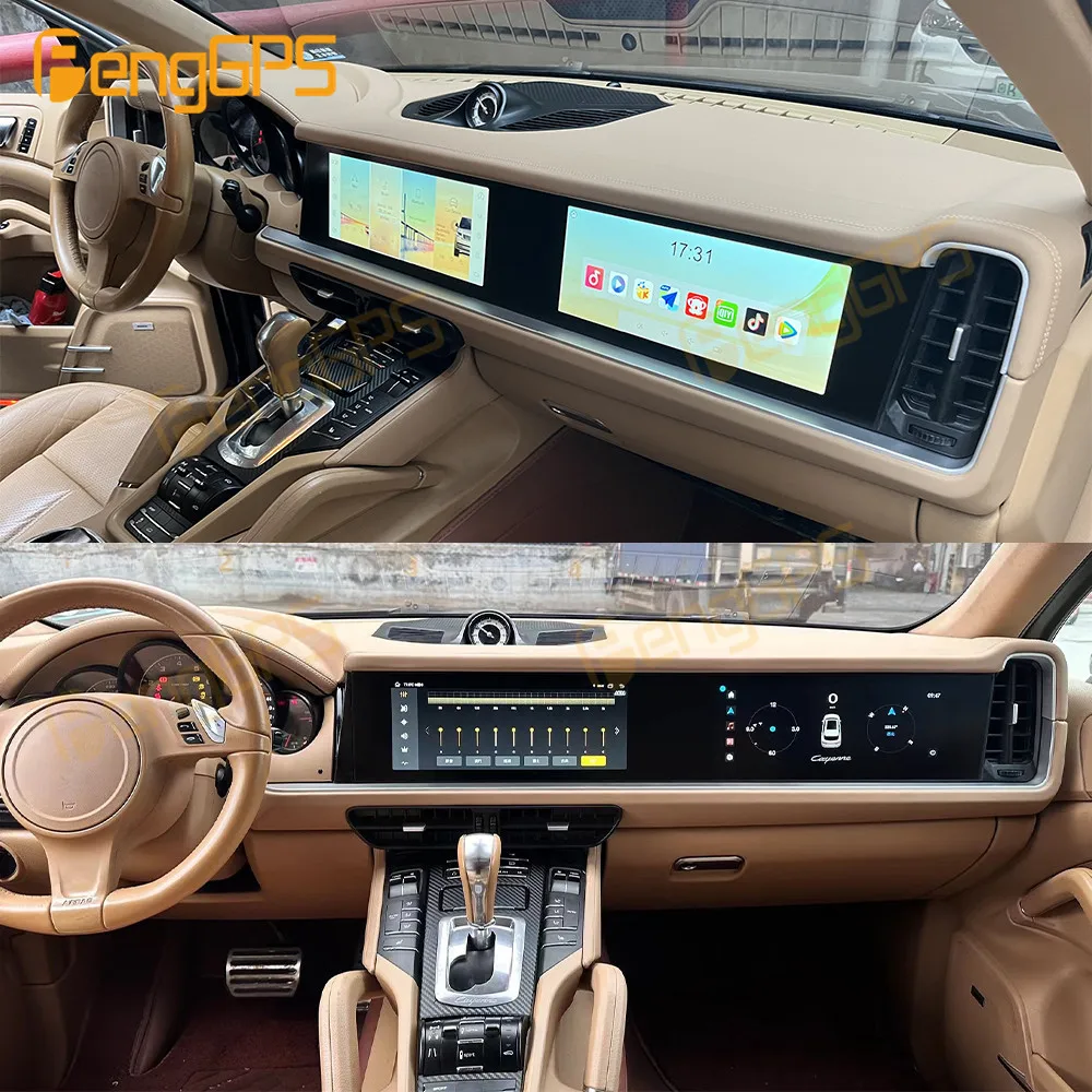 Двойной экран 12 3 ''для Porsche Cayenne 2010-2017 обновленный центральный контроль полный
