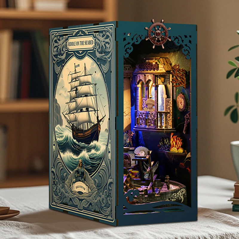 DIY деревянный книжный уголок загадка на морском дном подставка для книг фигурки