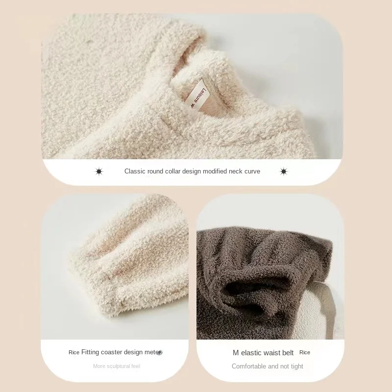 Pajamas Men And Women Winter Couples Long-Sleeved Large-Size Simple Cashmere Warm Thick Home Clothing Set Pijamas Women